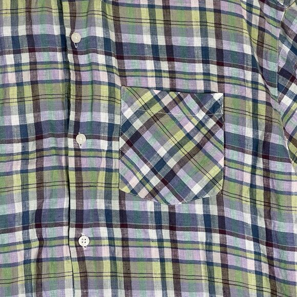 Canterbury Of New Zealand Shirt Mens 2XL Multicolor‎ Plaid Shirt Sleeve Linen - Picture 7 of 12